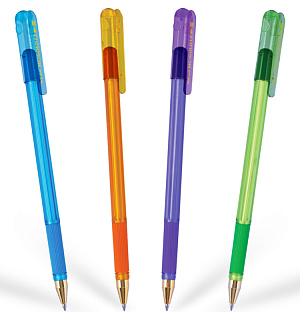 Ручка шариковая MunHwa "MC Gold LE" синяя, 0,5мм, грип, штрих-код, корпус ассорти