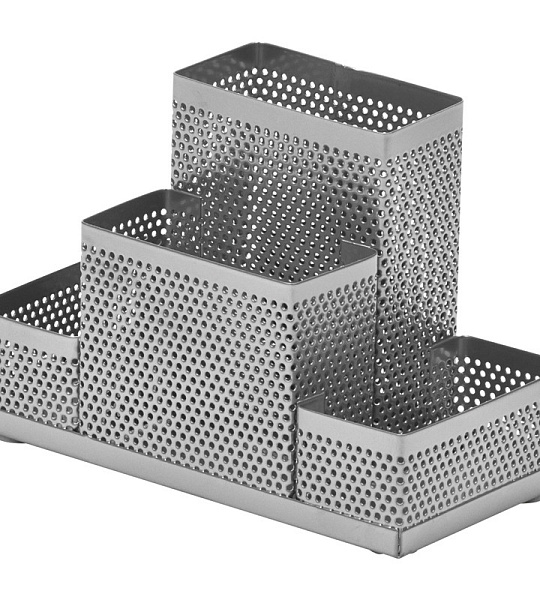 Подставка Attache 4х секц. для канц.прин.Башня ,мет.сет,160х110х80мм(сереб)