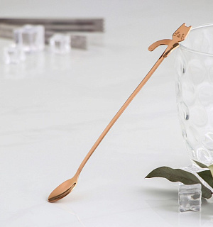 Ложка барная Magistro «Котик», 20×3,3×1,5 см, цвет бронзовый