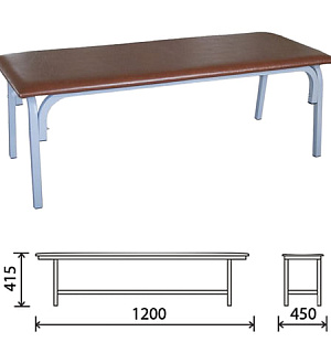 Банкетка без спинки "Астрид", 1200х450х415 мм, серый каркас, кожзам коричневый