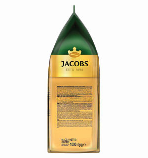 Кофе в зернах JACOBS "Crema", 1000 г, вакуумная упаковка, 8051592