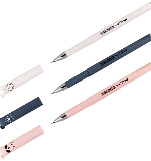 Ручка гелевая стираемая MESHU "Cutes" синяя, 0,5мм, софт-тач, корпус ассорти