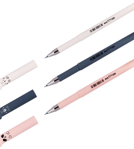 Ручка гелевая стираемая MESHU "Cutes" синяя, 0,5мм, софт-тач, корпус ассорти