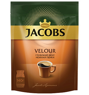 Кофе растворимый JACOBS "Velour", сублимированный, 140 г, мягкая упаковка, 8051495