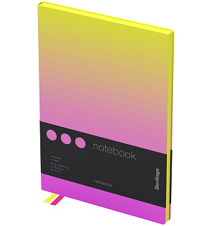 Записная книжка А5 80л., кожзам, Berlingo "Radiance", черный срез, желтый/розовый градиент