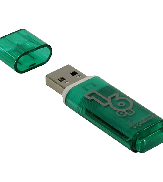 Память Smart Buy "Glossy"  16GB, USB 2.0 Flash Drive, зеленый