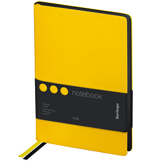 Записная книжка А5 80л., кожзам, Berlingo "Fuze", цветной срез, желтый