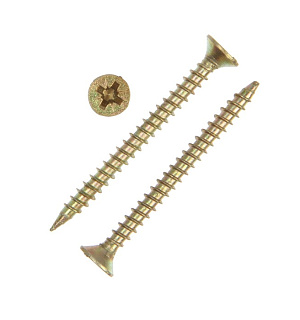 Саморез универсальный 6х70, потай, крупная резьба,шлиц PZ3, жёлтый цинк, 1625 шт, 13 кг