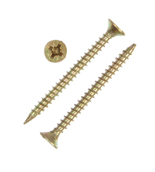 Саморез универсальный 6х70, потай, крупная резьба,шлиц PZ3, жёлтый цинк, 1625 шт, 13 кг