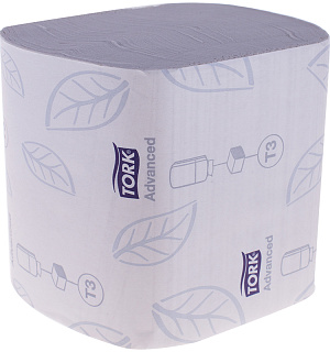 Бумага туалетная листовая Tork "Advanced"(ZZ-сл)(T3) 2-слойная, 242лист/пач, белая