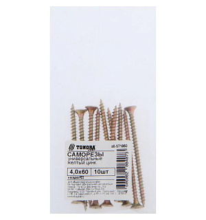 Саморезы универсальные ТУНДРА krep 4.0x60 мм, желтый цинк, 10 шт.