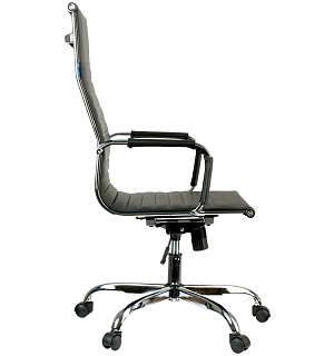Кресло руководителя Helmi HL-E17 "Slim", экокожа черная, хром