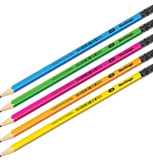 Карандаш ч/г Berlingo "Triangle flash" HB, трехгранный, c ластиком, заточен.