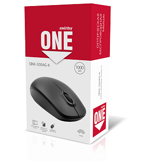 Мышь беспроводная Smartbuy ONE, USB, черная, 2btn+Roll