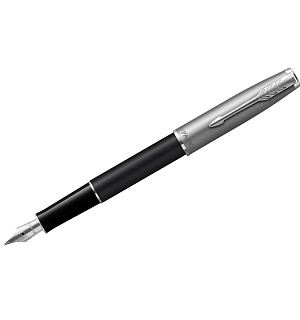 Ручка перьевая Parker "Sonnet Sand Blasted Metal&Black Lacquer" черная, 0,8мм, подарочная упаковка