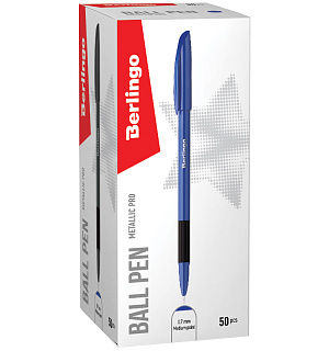 Ручка шариковая Berlingo "Metallic Pro" синяя, 0,7мм, грип