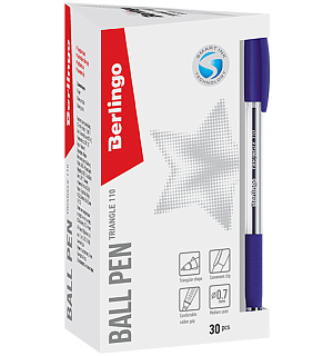 Ручка шариковая Berlingo "Triangle 110" синяя, 0,7мм, трехгран., грип