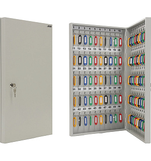 Ключница Aiko Key-100 на 100 ключей, 600*355*59мм, ключевой замок, металл, серый, с брелоками