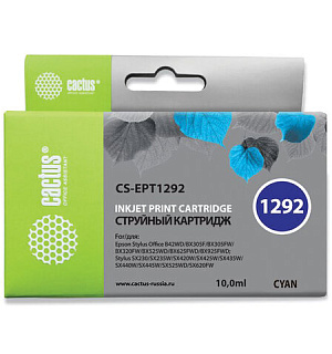 Картридж струйный CACTUS (CS-EPT1292) для EPSON Stylus B42WD/BX305W/BX625WD, голубой