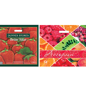 Пакет с прорубной ручкой Артпласт "Клубника крупная/Ягодное ассорти", 45*45+3см, 65мкм