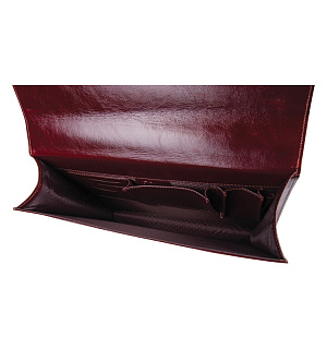 Портфель Delucci "Калипсо", кожа, темный коньяк, 1 отделение, метал. замок, с ремнем