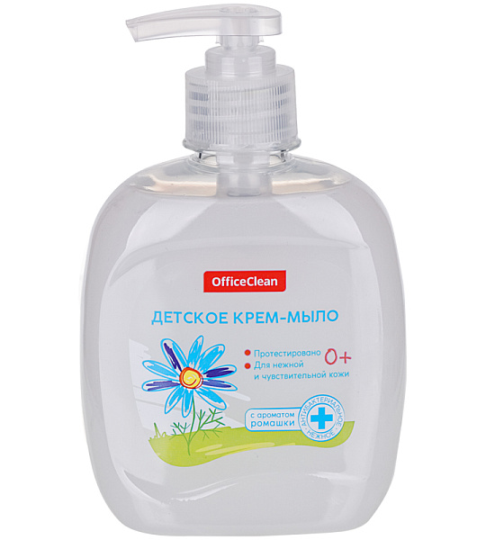 Мыло-крем жидкое OfficeClean "Детское" с ромашкой, антибактериальное, с дозатором, 300мл