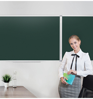 Доска магнитно-меловая OfficeSpace, трехсекционная, линия/клетка, 300*100/100*75*2, алюминиевая рамка