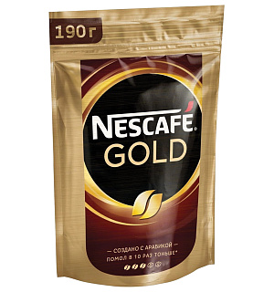 Кофе молотый в растворимом NESCAFE (Нескафе) "Gold", сублимированный, 190 г, мягкая упаковка, 12403031