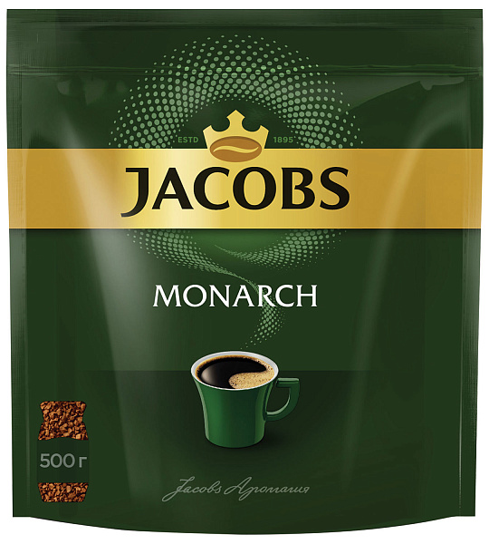 Кофе растворимый JACOBS "Monarch", сублимированный, 500 г, мягкая упаковка, 8052130