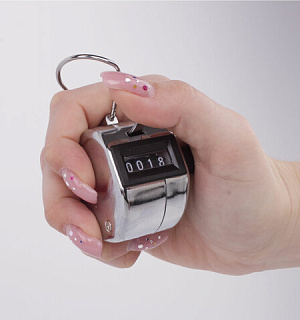 Счетчик механический (кликер), счет от 0 до 9999, корпус металлический, хром, BRAUBERG, 453995