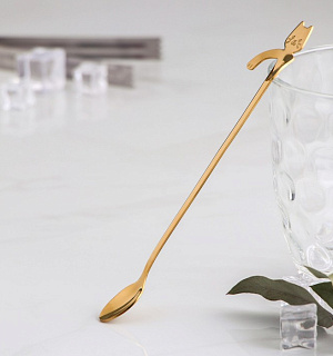 Ложка барная Magistro «Котик», 20×3,3×1,5 см, цвет золотой