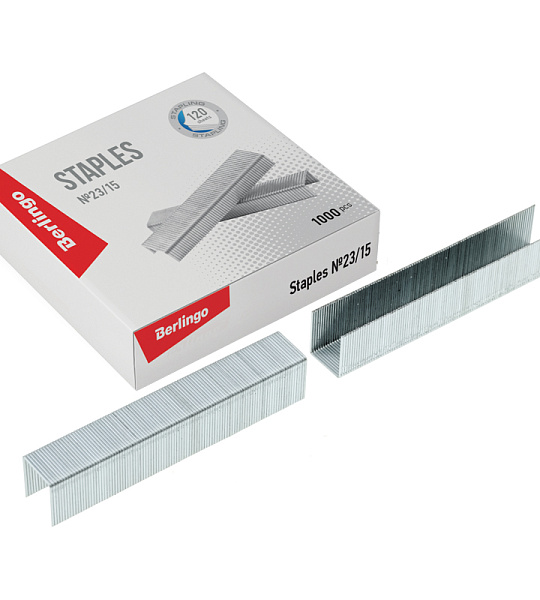 Скобы для степлера №23/15 Berlingo, оцинкованные, 1000шт.