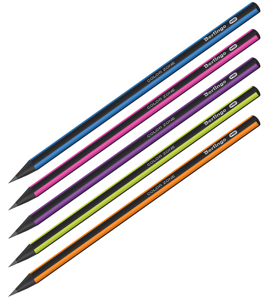 Карандаш ч/г Berlingo "Color Zone", трехгранный, черное дерево, заточен., ассорти