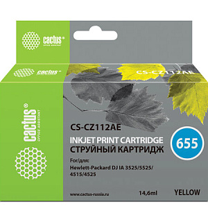 Картридж струйный CACTUS (CS-CZ112AE) для HP Deskjet I3525/5525/4515/4525, желтый