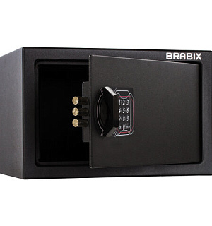 Сейф мебельный BRABIX "SF-200EL", 200х310х200 мм, электронный замок, черный, 291145, S103BR211214