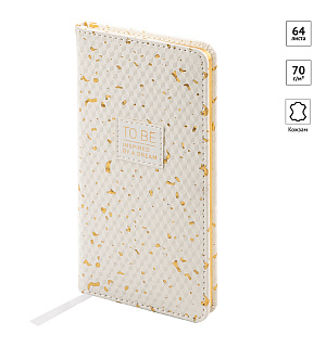 Еженедельник недатированный, карманный, 64л., кожзам, OfficeSpace "Fortune", белый, золотой срез