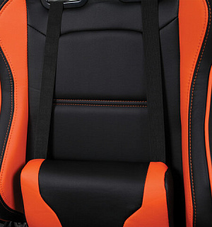 Кресло компьютерное BRABIX "GT Racer GM-100", две подушки, экокожа, черное/оранжевое, 531925