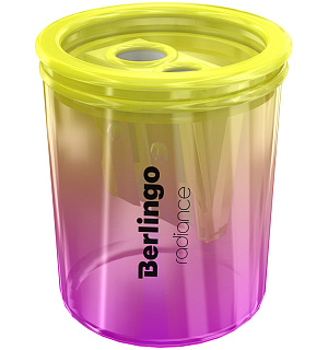 Точилка пластиковая Berlingo "Radiance" 2 отверстия, контейнер, ассорти