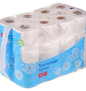 Бумага туалетная OfficeClean 2-слойная, 24шт., тиснение, белая
