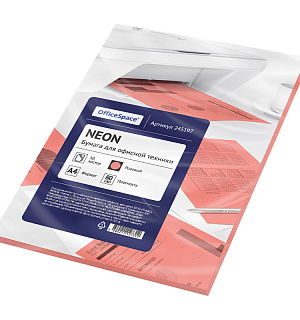 Бумага цветная OfficeSpace neon А4, 80г/м2, 50л. (розовый)