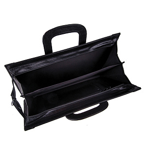 Портфель OfficeSpace "Irena", кожзам, черный, 2 отделения, молния, задвиг. ручки