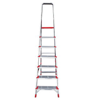 Стремянка алюминиевая 7 ШИРОКИХ СТУПЕНЕЙ 13 см, площадка 1,5 м, нагрузка 225 кг, вес 6,8 кг, 5110107, НВ