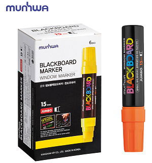 Маркер меловой MunHwa "Black Board Jumbo" оранжевый, 15мм, водная основа