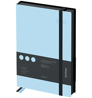 Ежедневник датированный 2023г., A5, 184л., кожзам, Berlingo "Instinct", черный/голубой, с резинкой