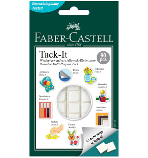 Масса для приклеивания Faber-Castell "Tack-It", 90 кубиков, 50г., картон. уп., европодвес