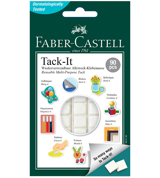 Масса для приклеивания Faber-Castell "Tack-It", 90 кубиков, 50г., картон. уп., европодвес