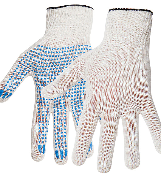 Перчатки х/б 10 класс OfficeClean, эконом, с точечным ПВХ, 3 нитки, белый, (30-32г), 82 текс