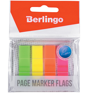 Флажки-закладки Berlingo 45*12 мм, 20л*4 неоновых цвета, в диспенсере, европодвес