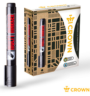 Маркер перманентный Crown "Multi Marker Chisel" черный, скошенный, 5мм