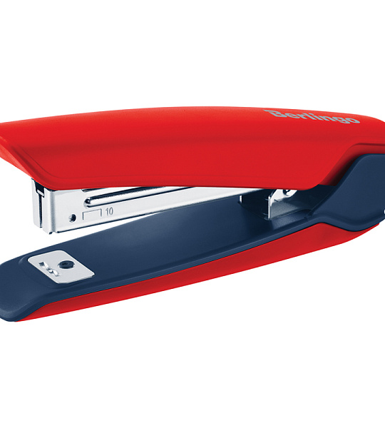 Степлер №10 Berlingo "Hyper" до 20л, 100 скоб, пластиковый корпус, красный
